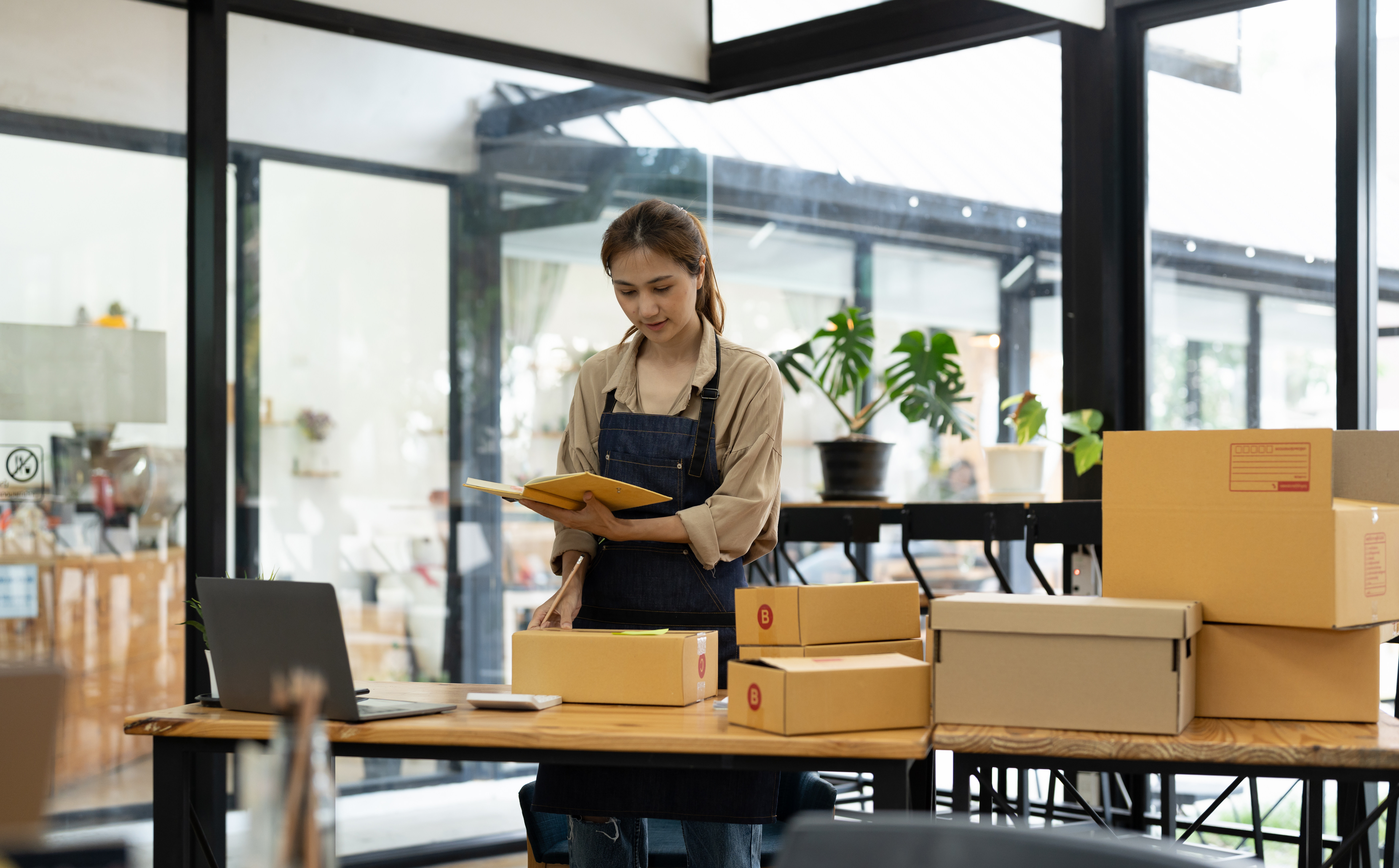 Woman running her small business