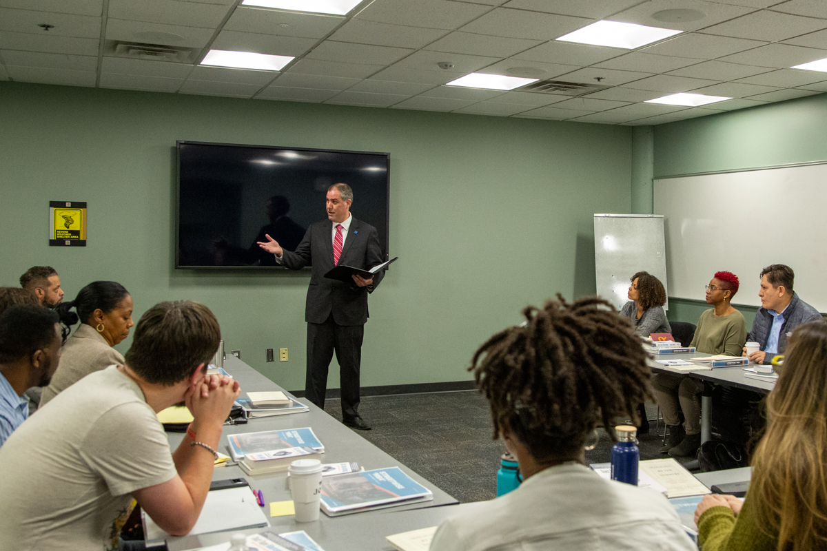 Commissioner Kevin Anderson delivers opening remarks at the inaugural CEO Now session. 