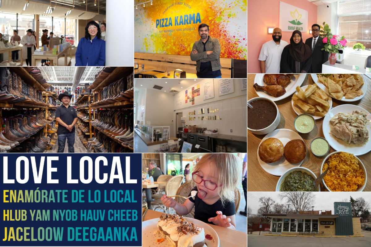 Love Local collage including photos of business owners and residents